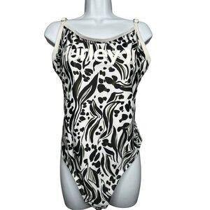 HURLEY Women's OnePiece Swimsuit , White, Black Size 2X